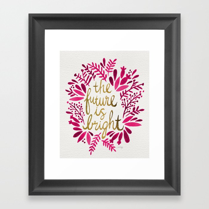 The Future is Bright – Pink & Gold Framed Art Print