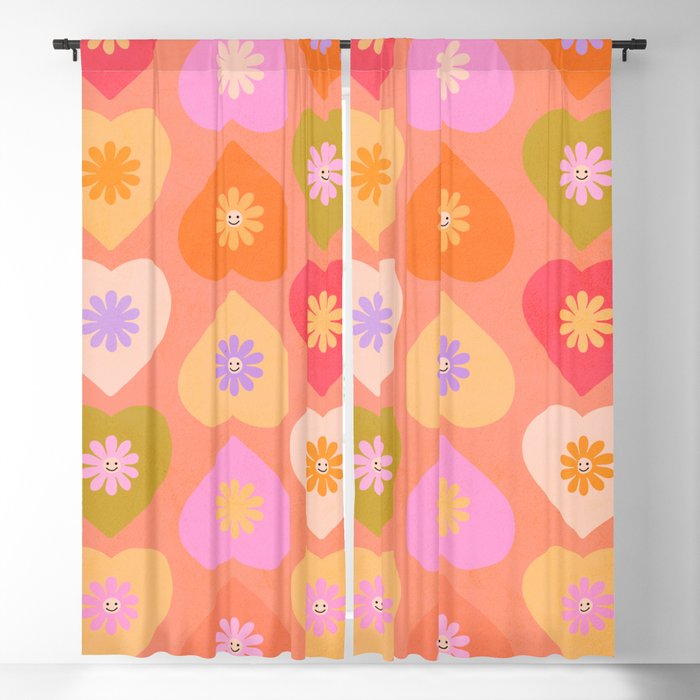 You are my Happy - Peachy love pattern Blackout Curtain