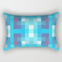 geometric symmetry art pixel square pattern abstract background in blue red Rectangular Pillow