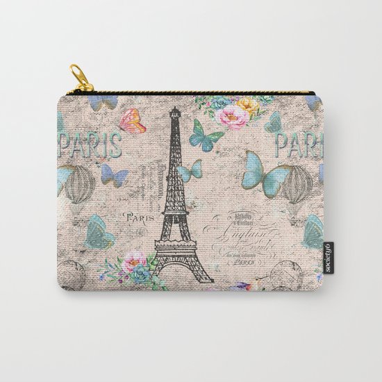 Paris - my love - France Nostalgy- pink French Vintage Carry-All Pouch