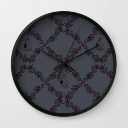 Block Print Canola Flower - Dark Wall Clock