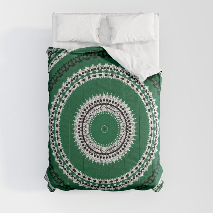 Holiday Green Mandala Comforter