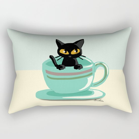 Cat in the cup Rectangular Pillow