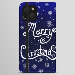 Merry Christmas Snowflake Greeting iPhone Wallet Case