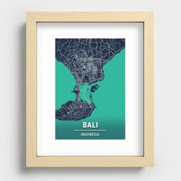 City Map Bali Indonesia Blue Dark Recessed Framed Print