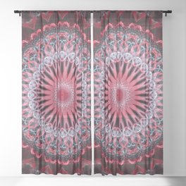 Dark red, pink and white mandala Sheer Curtain