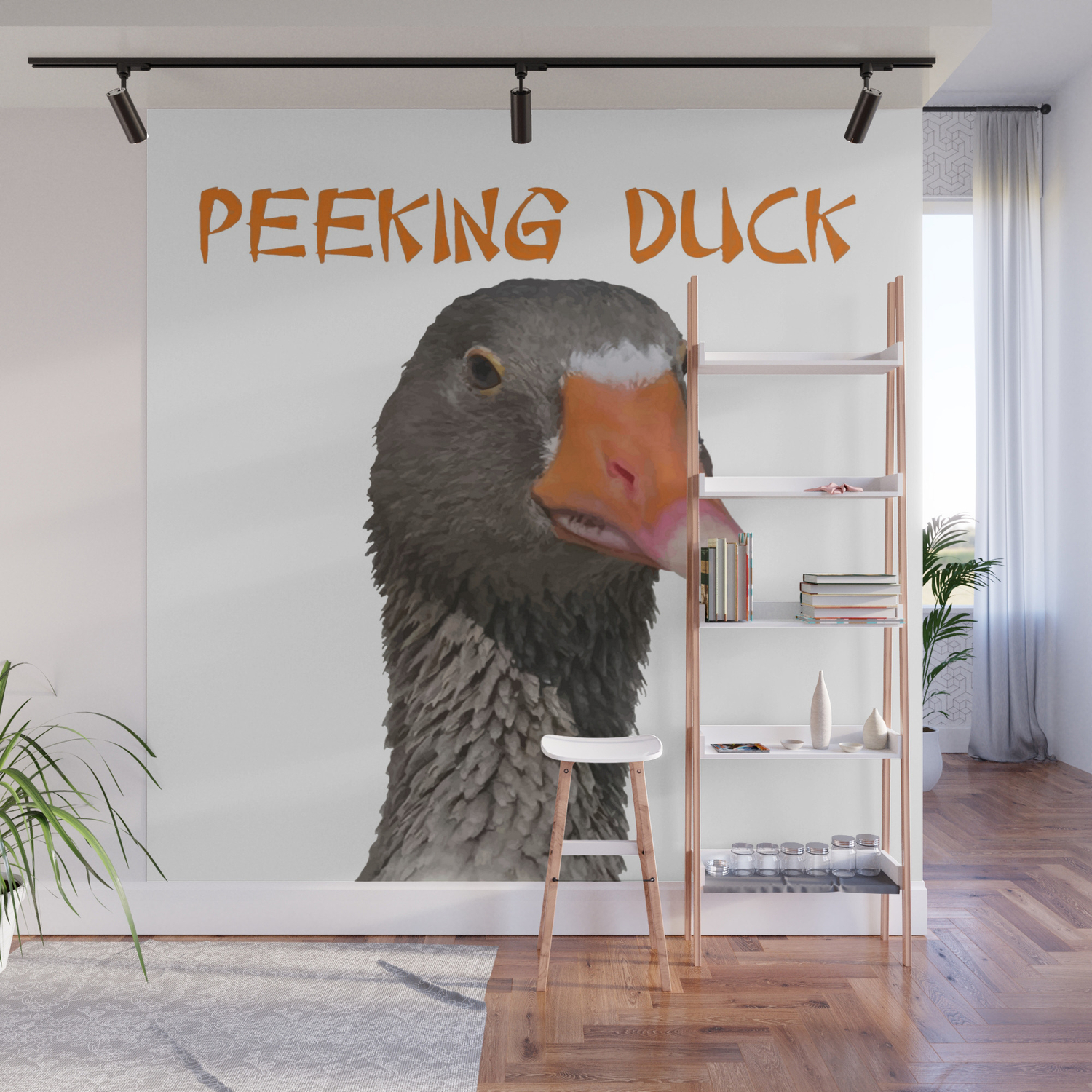 Peeking Duck Homonym Wall Mural By Taiche Society6