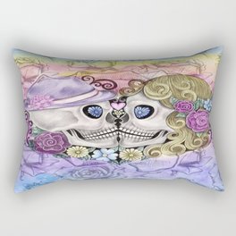 Pastel Rose Sugar Skull Couple Rectangular Pillow