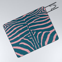 Zebra Wild Animal Print 263 Teal and Pink Picnic Blanket