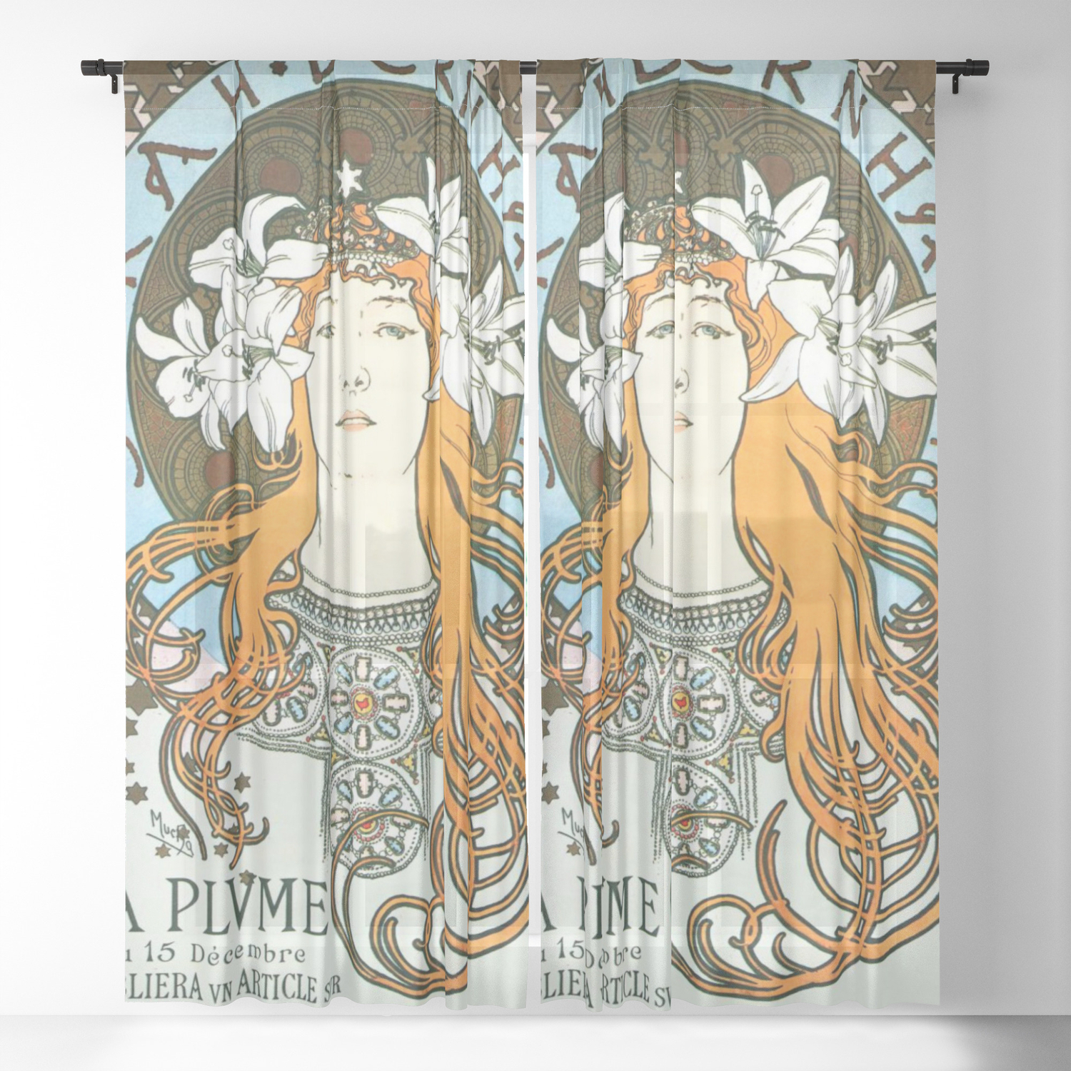 Alphonse Mucha Sarah Bernhardt Sheer Curtain By Vintage Restored Art Society6