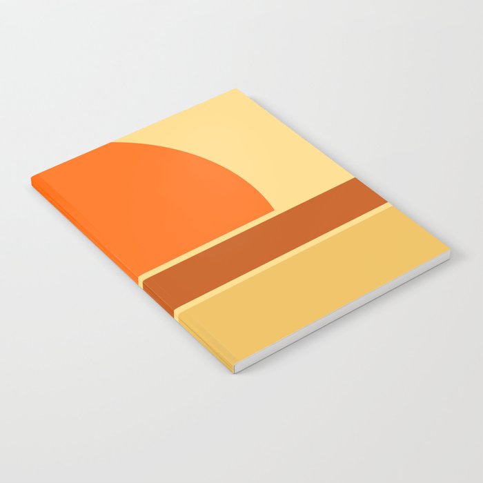 Sunset I - Minimalistic Colorful Wavy Retro Design Art Pattern Geometric Notebook