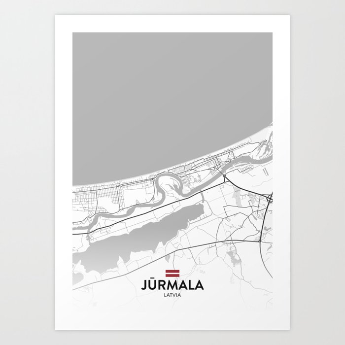Jurmala, Latvia - Light City Map Art Print