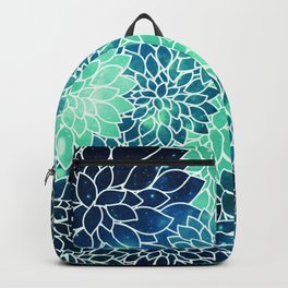 Space Dahlias Midnight Blue Teal Backpack