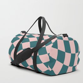 Sage green and pink swirl checker Duffle Bag
