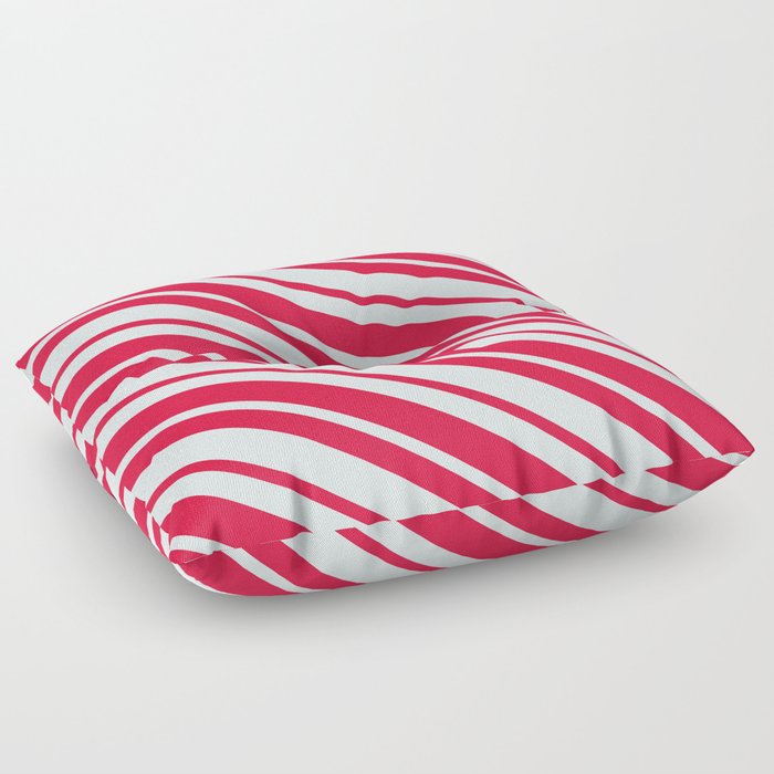 Light Cyan and Crimson Colored Lines Pattern Floor Pillow