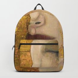 Golden Tears (Freya's Heartache) portrait painting by Gustav Klimt Backpack | Femaleform, Lostgeneration, Romeoandjuliet, Lonelygirl, Artnouveau, Woman, Redhair, Tears, Lost, Jazzage 