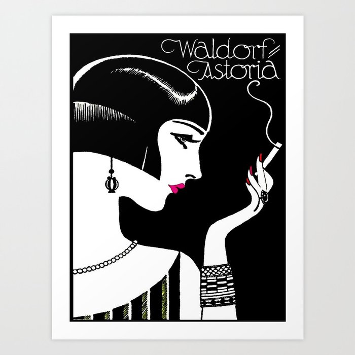 1925 Waldorf Astoria Jazz Age New York City Flapper Vintage Poster Art Print