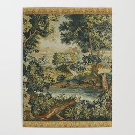 Antique 18th Century Verdure French Aubusson Tapestry Poster