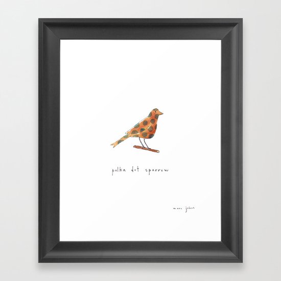 polka dot sparrow Framed Art Print