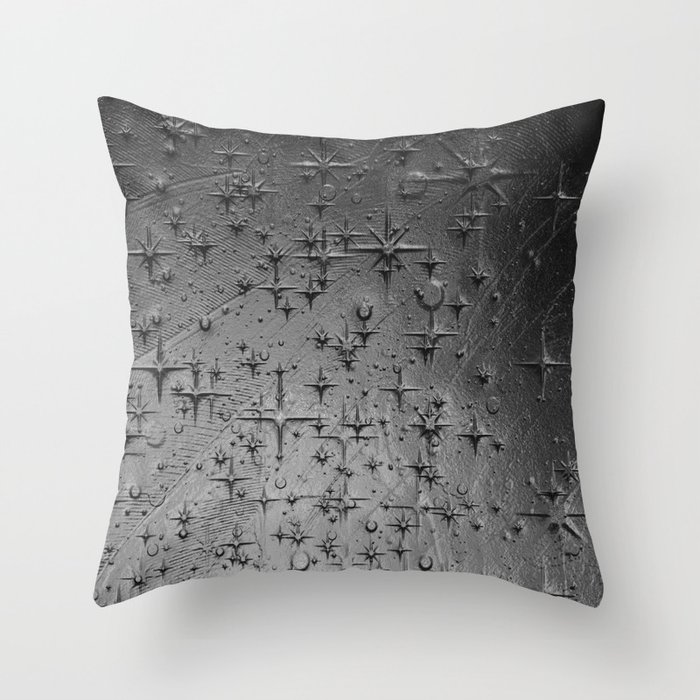 Black Clay Star Etching Texture Throw Pillow