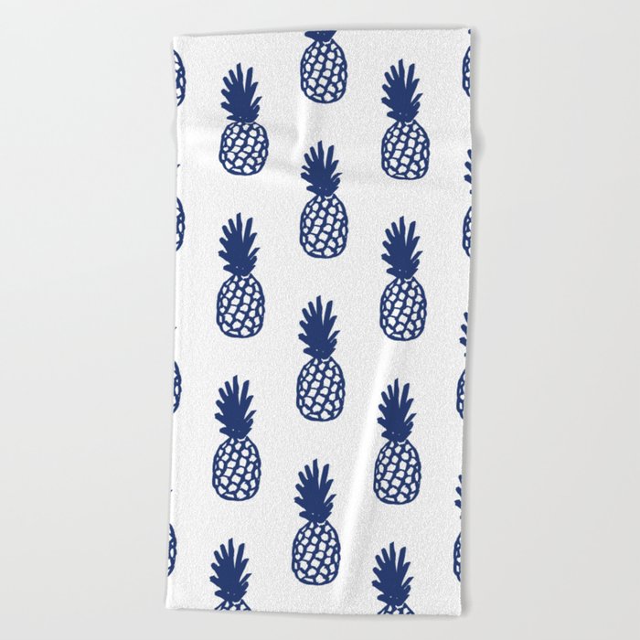 Navy Pineapple Beach Towel