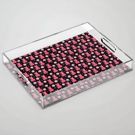 Cat Pattern Pink on Navy Acrylic Tray