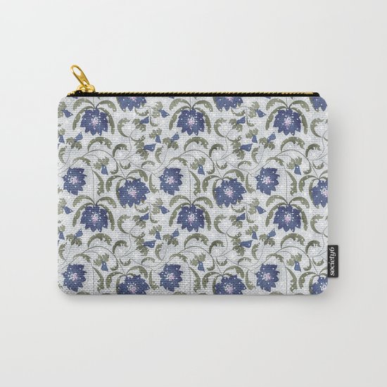 Retro . Floral pattern in blue tones . Carry-All Pouch