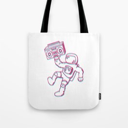 3D Trippy Astronaut and Boombox (White) Tote Bag