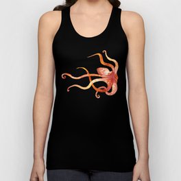 Watercolour Octopus - Red and Orange Tank Top