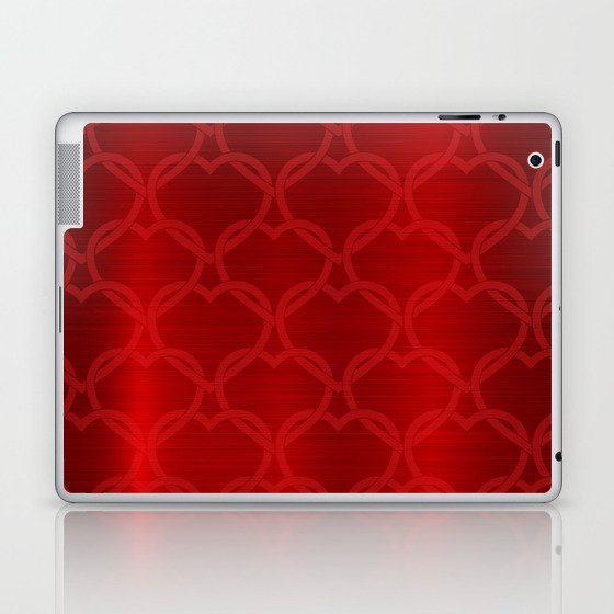Red Silk Metallic Heart Modern Collection Laptop & iPad Skin