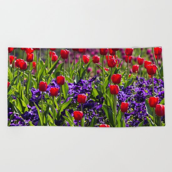Spring Tulips Beach Towel