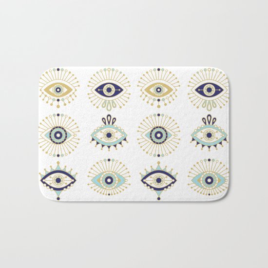 Evil Eye Collection on White Bath Mat