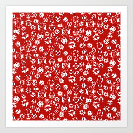 Superhero Infinity War Logo In Red Art Print By Queenofcases Society6