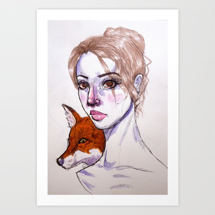 Fox and the Girl Art Print