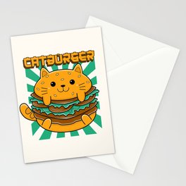 Japanese Kawaii Cat Burger Stationery Card