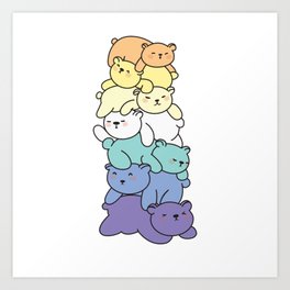 Genderfaun Flag Pride Lgbtq Cute Bear Pile Art Print