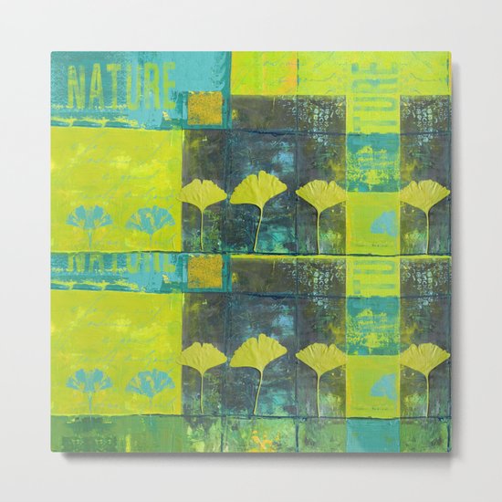 Green nature greenery gingko leaf collge Metal Print