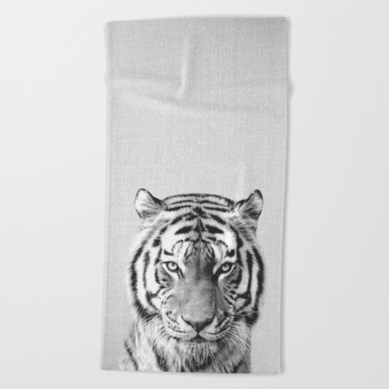 Tiger - Black & White Beach Towel