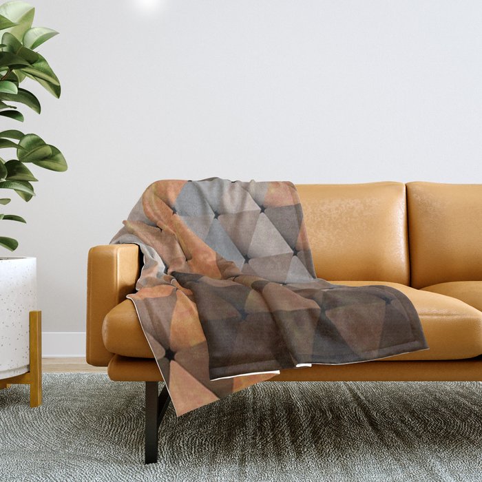 Triangles Brown Gray Throw Blanket