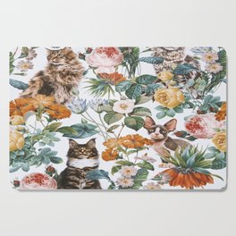 Cat and Floral Pattern III Cutting Board