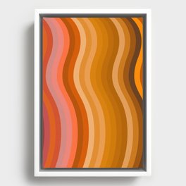 Groovy Wavy Lines in Retro 70s Colors Framed Canvas