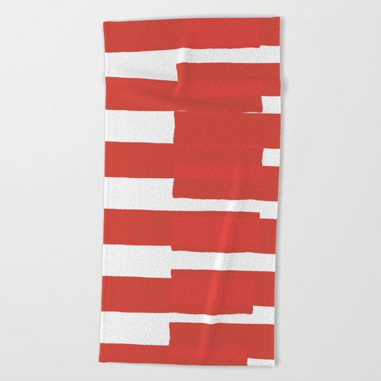 Big Stripes In Red Beach Towel