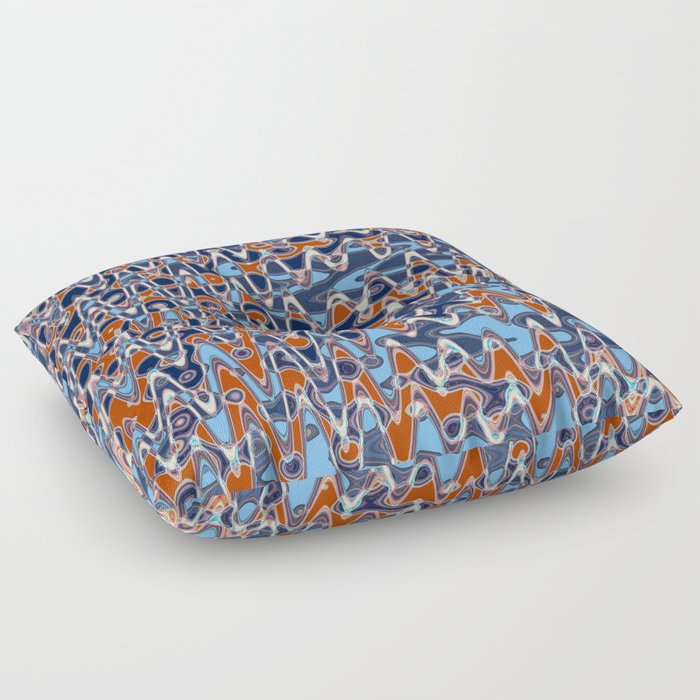Distorted Red And Blue Pattern Floor Pillow