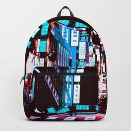 Japan - 'Blue kabukicho' Backpack | Aesthetic, Cyberpunk, Graphicdesign, Street, Neon, Shibuya, People, Signs, Yakuza, Dark 