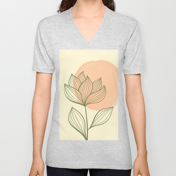 Minimalist Floral Pastel V Neck T Shirt