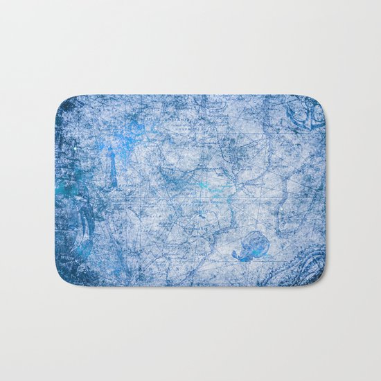 Blue Shimmer Map Design Bath Mat