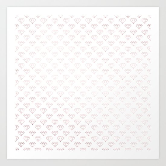 Simply Diamonds in Rose Gold Sunset Art Print