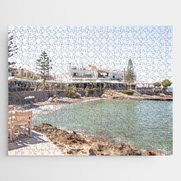White Village In Greece Photo | Summer On Crete Island Beach Art Print | Europe Travel Photography Jigsaw Puzzle