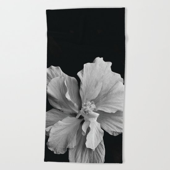 Hibiscus Drama - Black and Grey Beach Towel