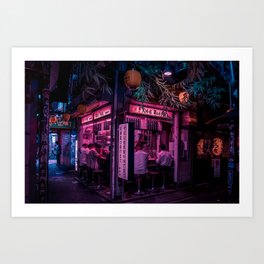 Ramen Corner in Tokyo Art Print | Neon, Japan, Christmas, Anime, Neonlight, Salarymen, Digital, Food, Cyberpunk2077, Ramen 